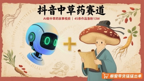 抖音中草药赛道，用AI做中草药故事视频，45条作品涨粉13W，橱窗带货猛猛出单-财阁