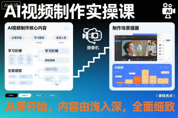 AI视频制作实操课，从零开始，内容由浅入深，全面细致-财阁