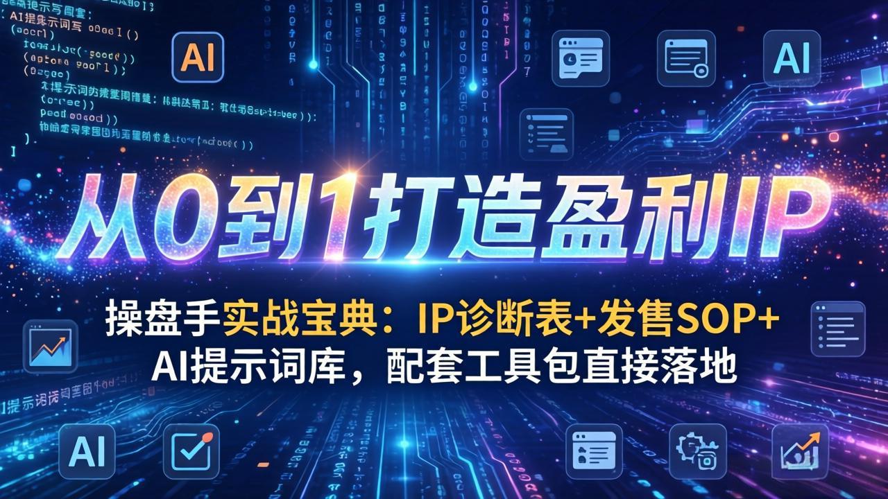 操盘手实战宝典：IP诊断表+发售SOP+AI提示词库，配套工具包直接落地，从0到1打造盈利IP-财阁