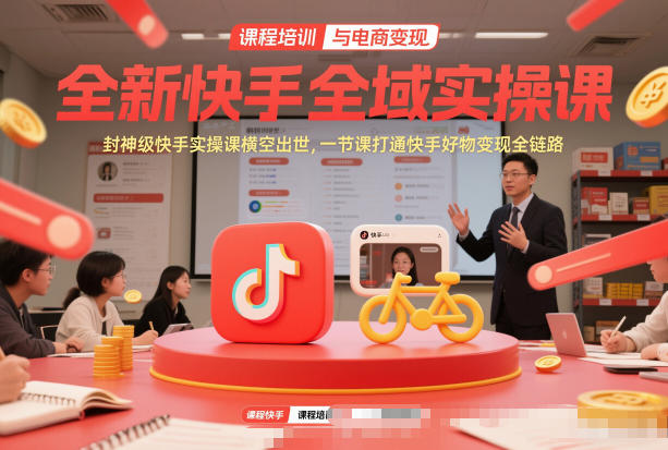 全新快手全域实操课，封神级快手实操课横空出世，一节课打通快手好物变现全链路-财阁