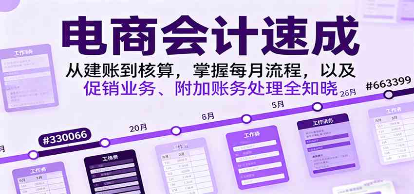 电商会计速成，从建账到核算，掌握每月流程，以及促销业务、附加账务处理全知晓-财阁
