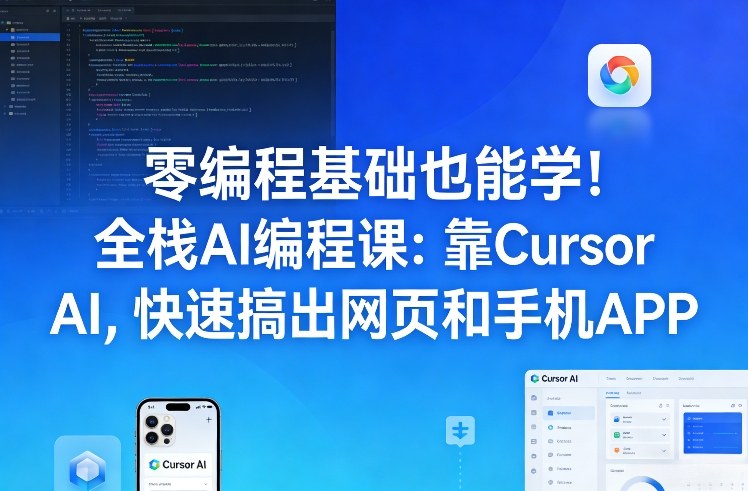 零编程基础也能学！全栈AI编程课：靠Cursor AI，快速搞出网页和手机APP-财阁