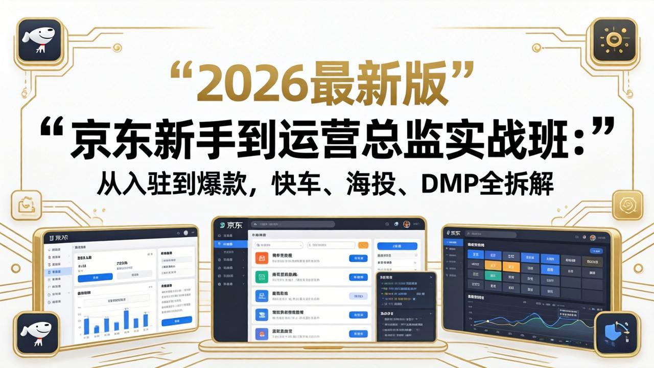 京东新手到运营总监实战班：从入驻到爆款，快车、海投、DMP全拆解，2026最新版-财阁