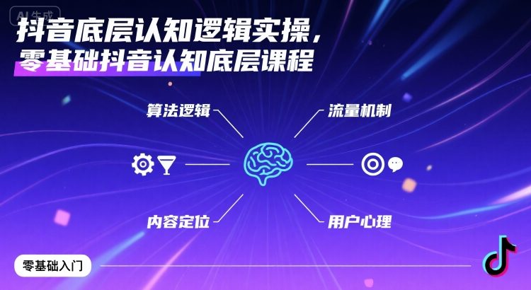 抖音底层认知逻辑实操，零基础抖音认知底层课程-财阁