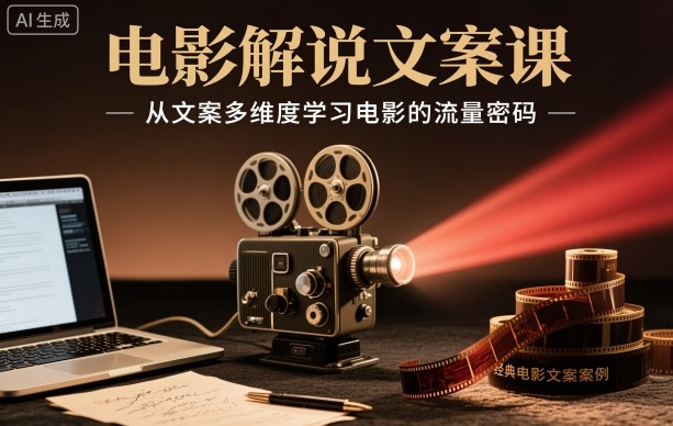 电影解说文案课，从文案多维度学习电影的流量密码-财阁