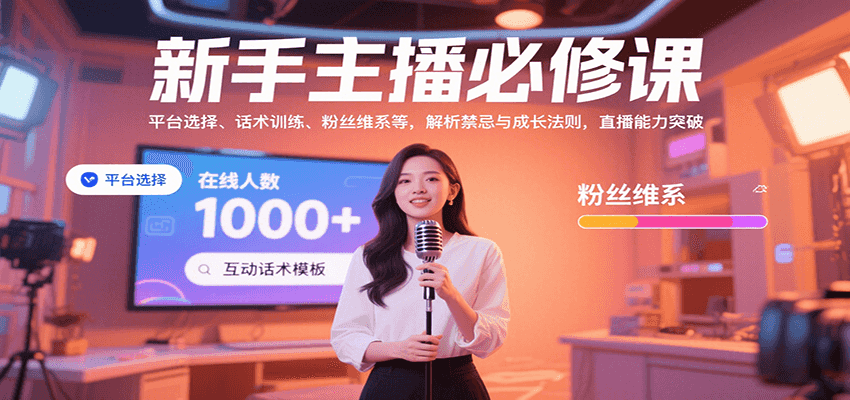 新手主播必修课：平台选择、话术训练、粉丝维系等，解析禁忌与成长法则，突破直播能力-财阁