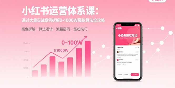小红书运营体系课：通过大量实战案例拆解0-1000W爆款算法全攻略-财阁