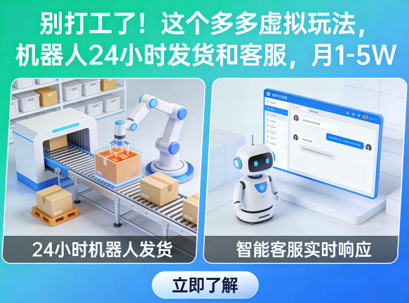 别打工了!这个多多虚拟玩法,机器人24小时发货和客服,月1-5W【揭秘】-财阁