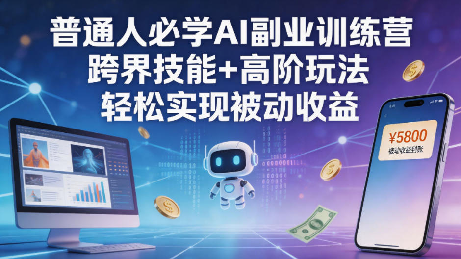 普通人必学AI副业训练营跨界技能+高阶玩法轻松实现被动收益-财阁
