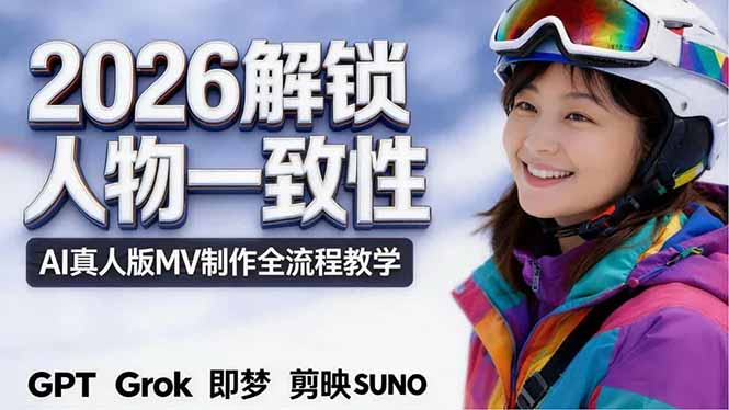 2026独创解锁人物一致性：AI真人版MV制作，不讲空话，不拼概念，全流程实操-财阁