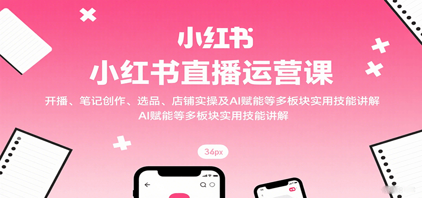 小红书直播运营课：开播、笔记创作、选品、店铺实操及 AI 赋能等多板块实用技能讲解-财阁