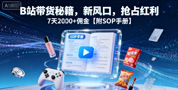 B站带货秘籍，新风口，抢占红利，7天2k+佣金【附SOP手册】-财阁