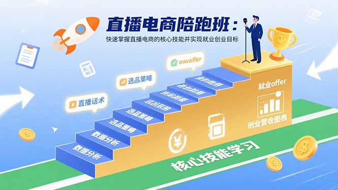 直播电商陪跑班：快速掌握直播电商的核心技能并实现就业/创业目标-财阁