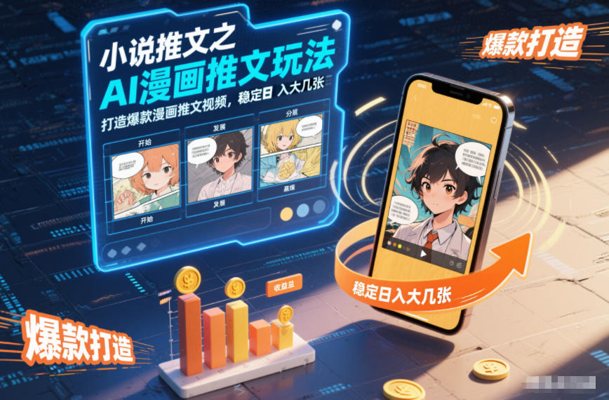 小说推文之AI漫画推文玩法，打造爆款漫画推文视频，稳定日入大几张-财阁