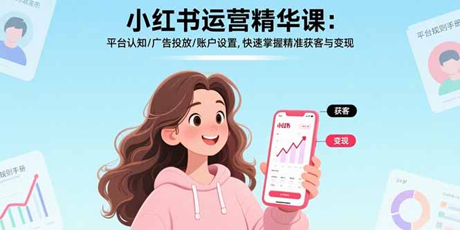 小红书运营精华课-更新：平台认知/广告投放/账户设置,快速掌握精准获客与变现-财阁