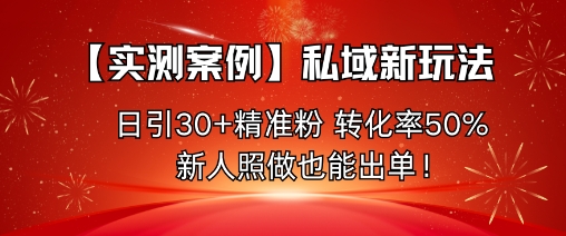 【实测案例】私域新玩法，日引30+精准粉，转化率50%，新人照做也能出单！-财阁
