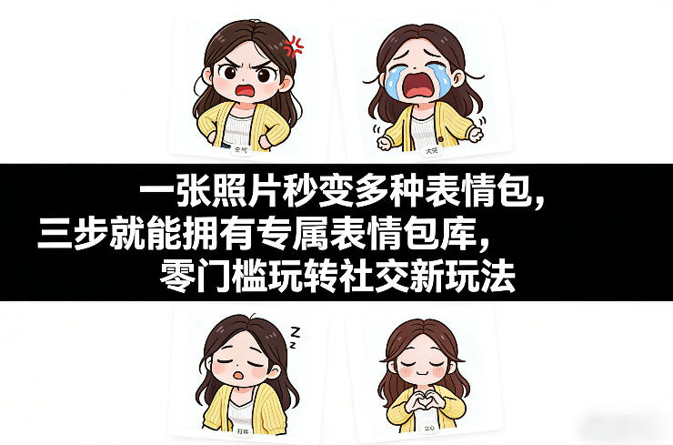 一张照片秒变多种表情包，三步就能拥有专属表情包库，零门槛玩转社交新玩法【文档】-财阁