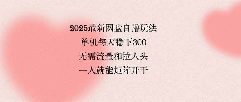 （15831期）2025最新网盘自撸玩法，单机每天稳下3张，无需流量和拉人头，一个人就…-财阁