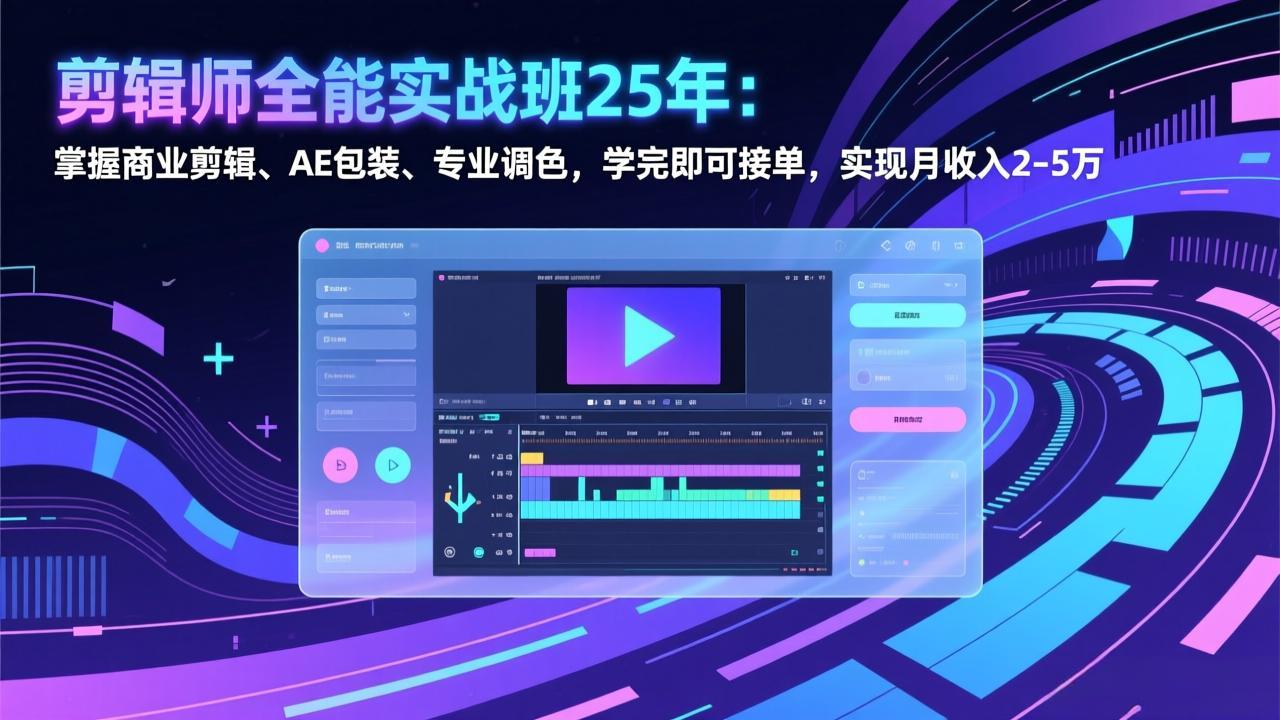 剪辑师全能实战班25年：掌握商业剪辑、AE包装、专业调色，学完即可接单，实现月收入2-5万-财阁