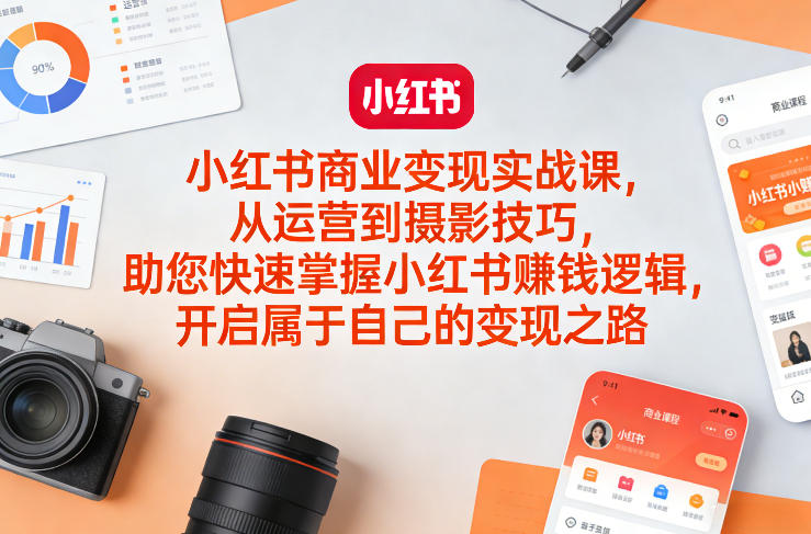 小红书商业变现实战课，从运营到摄影技巧，助您快速掌握小红书賺钱逻辑，开启属于自己的变现之路-财阁
