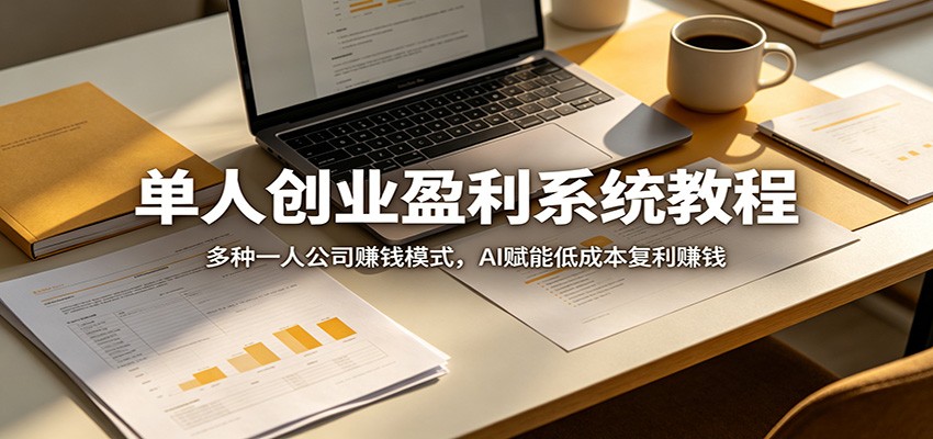 单人创业盈利系统教程：多种一人公司赚钱模式，AI赋能低成本复利赚钱-财阁