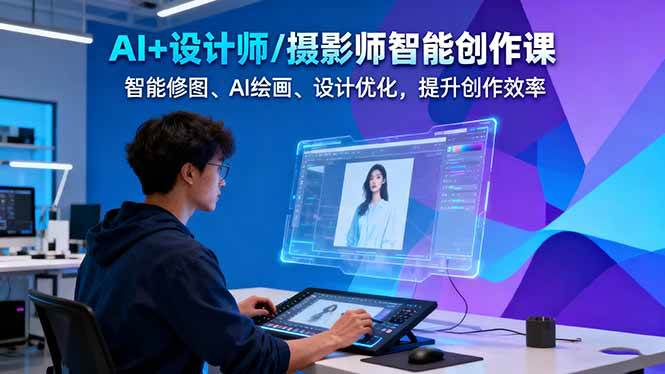 AI+设计师/摄影师智能创作课：智能修图、AI绘画、设计优化，提升创作效率-财阁