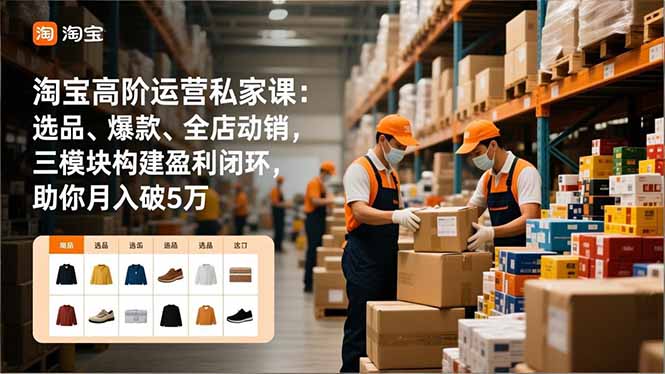 淘宝高阶运营私家课：选品、爆款、全店动销，三模块构建盈利闭环，助你月入破5万(更新12月-财阁