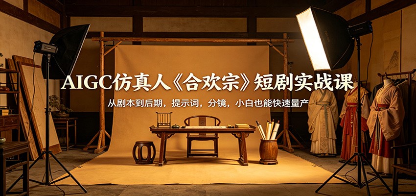 AIGC仿真人《合欢宗》短剧实战课：从剧本到后期，提示词，分镜，小白也能快速量产-财阁