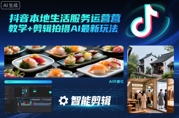 抖音本地生活服务运营教学+剪辑拍摄AI最新玩法-财阁