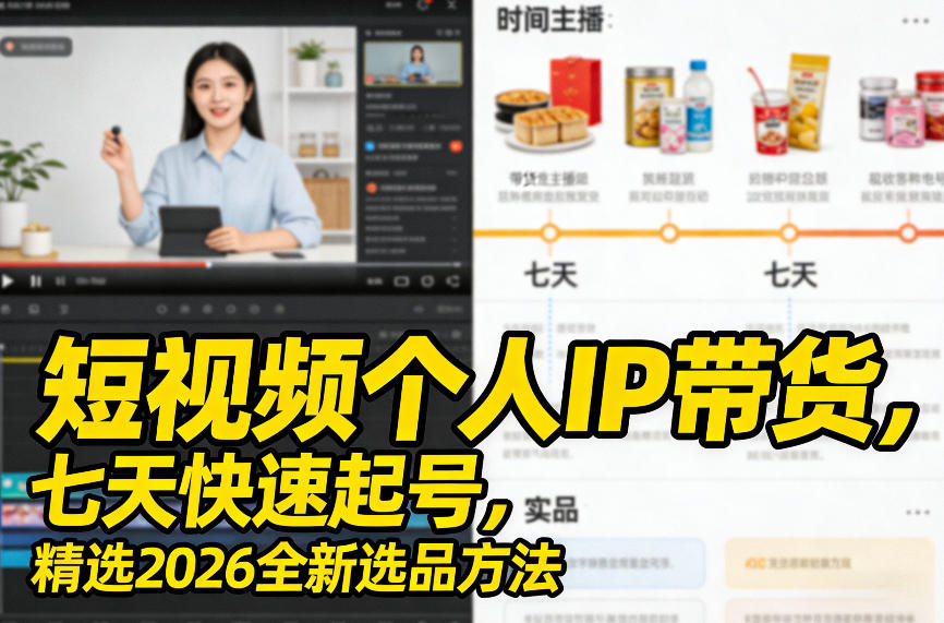 短视频个人IP带货，七天快速起号，精选2026全新选品方法-财阁