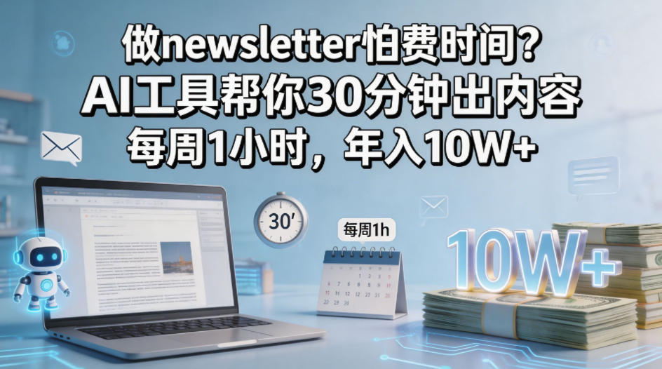 做newsletter怕费时间？AI工具帮你30分钟出内容，每周1小时，年入10W+！【原创双语字幕】-财阁