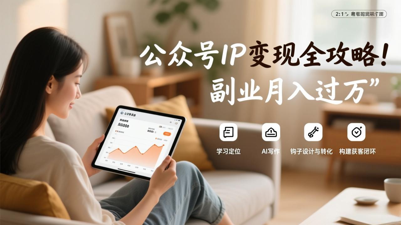 公众号IP变现全攻略，学习定位、AI写作、钩子设计与转化，构建获客闭环，副业月入过万-财阁