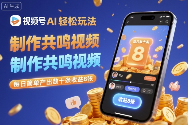视频号AI轻松玩法，制作共鸣视频，每日简单产出数十条收益8张-财阁