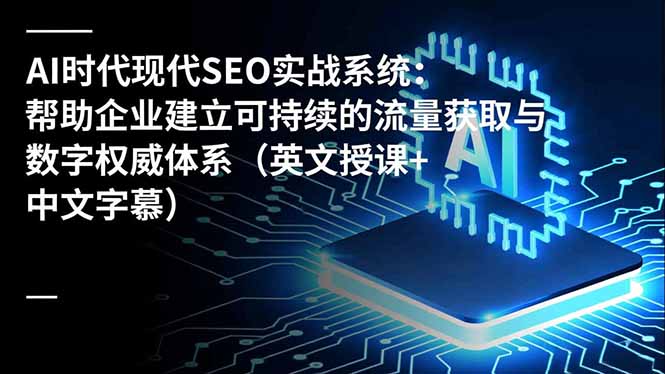 AI时代现代SEO实战系统：帮助企业建立可持续的流量获取与数字权威体系(英文授课+中文字幕-财阁