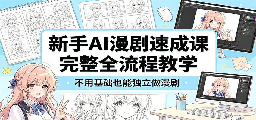新手AI漫剧速成课：完整全流程教学，不用基础也能独立做漫剧-财阁