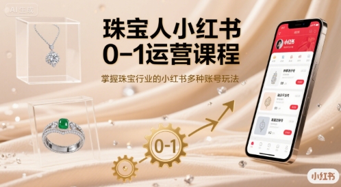 珠宝人小红书0-1运营课程，掌握珠宝行业的小红书多种账号玩法-财阁