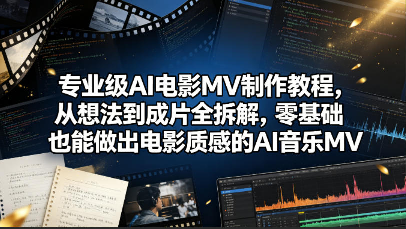 专业级AI电影MV制作教程，从想法到成片全拆解，零基础也能做出电影质感的AI音乐MV-财阁