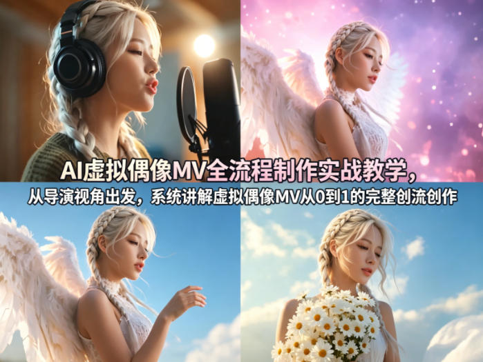 AI虚拟偶像MV全流程制作实战教学，从导演视角出发，系统讲解虚拟偶像MV从0到1的完整创作流程-财阁