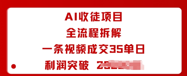 AI收徒项目全流程拆解一条视频成交35单日利润突破1k+-财阁