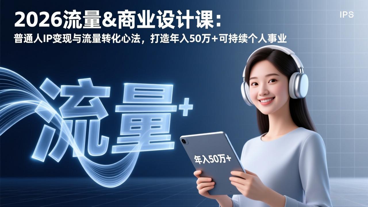 2026流量&商业设计课：普通人IP变现与流量转化心法，打造年入50万+可持续个人事业-财阁
