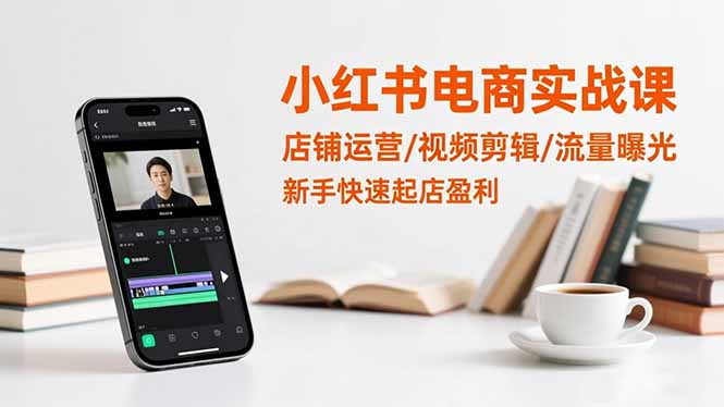 小红书电商实战课:店铺运营/视频剪辑/流量曝光,新手快速起店盈利-财阁