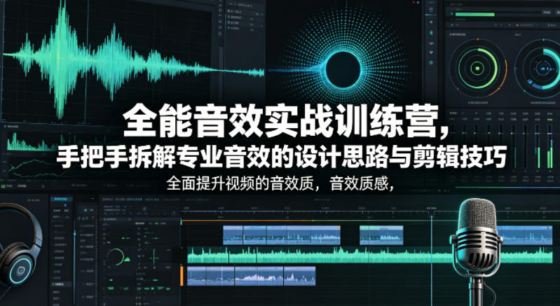 全能音效实战训练营，手把手拆解专业音效的设计思路与剪辑技巧，全面提升视频的音效质感-财阁