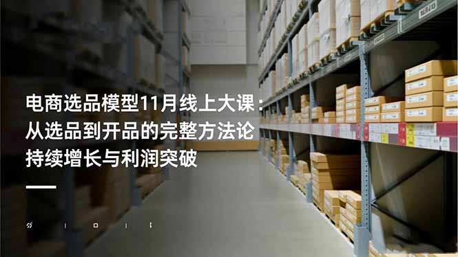 电商选品模型11月线上大课：从选品到开品的完整方法论 持续增长与利润突破-财阁