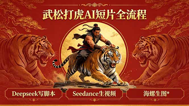 武松打虎AI短片全流程：Deepseek写脚本+Seedance生视频+海螺生图-财阁