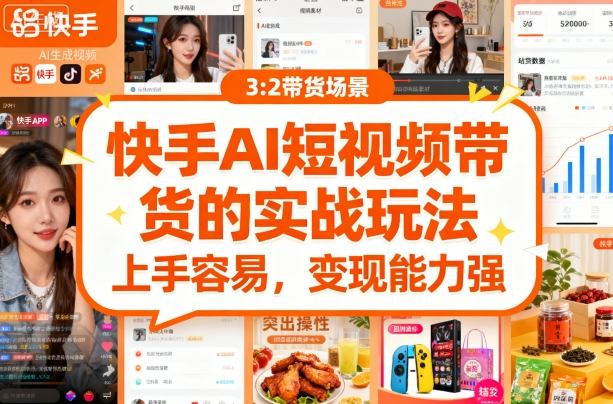 快手ai短视频带货的实战玩法，上手容易，变现能力强-财阁