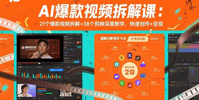 AI爆款视频拆解课：21个爆款视频拆解+38个剪映深度教学，快速创作+变现-财阁