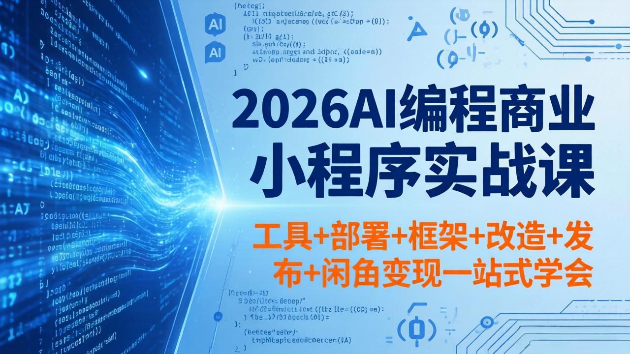 2026AI编程商业小程序实战课，工具+部署+框架+改造+发布+闲鱼变现一站式学会-财阁