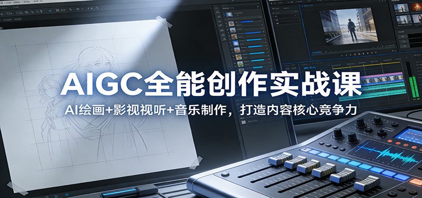 AIGC全能创作实战课：AI绘画+影视视听+音乐制作，打造内容核心竞争力-财阁