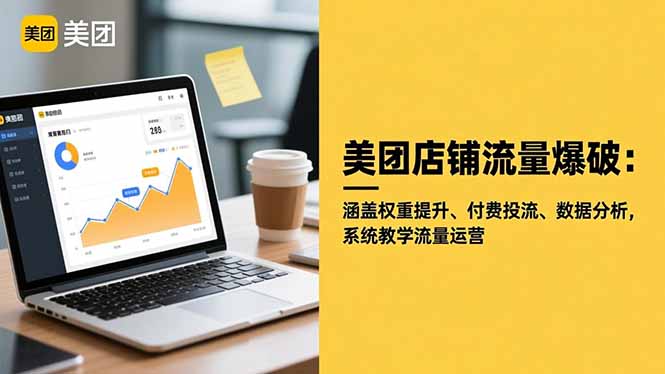 美团店铺流量爆破：涵盖权重提升、付费投流、数据分析，系统教学流量运营-财阁