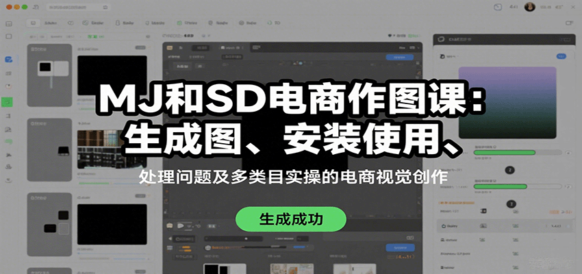 MJ和SD电商作图课：生成图、安装使用、处理问题及多类目实操的电商视觉创作-财阁